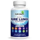 Pure Lungs Support – 10-en-1 Lung Cleanse & Detox Supplément pour les fumeurs et la santé respiratoire – avec Quercetin, NAC, Cordyceps, Pine Bark, Vitamine C & Butterbur – 60 Capsules