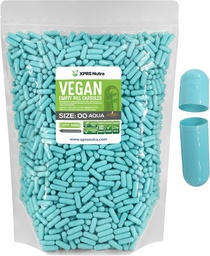 XPRS Nutra Größe 00 Leere Kapseln - 5000 Graf Leere Vegan Kapseln - Vegetarische leere Pillen - DIY Gemüse Kapsel Füllung- Veggie Pillen Caps (Aqua)