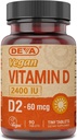 Deva Vegan Vitamin D2 60 mcg 2400 IU, Ergocalciferol Beilage ohne Tier Zutaten, 90 Tabletten, 1-Pack