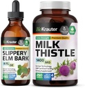 BIO KRAUTER Slippery Elm Teinture 4 Fl. Oz. & Thistle de lait 250 Capsules