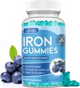 Eisengummis mit Multivitamin, Eisen-Ergänzung für Frauen & Männer mit Zink, Vitamin B Complex & C, B12, Folate - Blood Builder & Energie-Unterstützung für Erwachsene & Kinder - Blueberry Flavor, Vegan 60 Gummis
