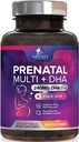 Vitamines prénatales avec acide folique et ADH, Soutien au développement du cerveau foetal avec folate et Omega 3, Multivitamine prénatale pour les femmes, Vitamine A, C, D, B6, B12 et Fer, Supplément grossesse - 120 Softgels