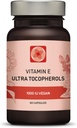 Vitamine E 1000 UI Ultra Tocophérol 450 mg Vitamine E Vegan – Tous les 4 Tocophérols - Alpha Tocophérol + Beta Tocophérol + Gamma Tocophérol + Delta Tocophérol– Unique d Alpha (180)