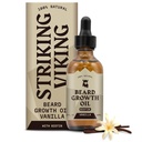 Huile de croissance viking avec biotine - 2 Fl Oz, Vanille - Épaisseur, Conditionnement Sérum d'huile de barbe de biotine pour hommes avec Argan & Jojoba - Sérum de croissance faciale pour hommes
