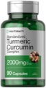 Horbäach Turmeric Curcumin Supplement 2000mg | 90 Kapseln | Komplex mit schwarzem Pfeffer | Non-GMO, Glutenfrei