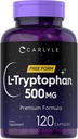 Carlyle L-Tryptophane 500mg. 120 Capsules.