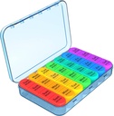 Organisateur Daviky Pill, Daily Pill Box 7 Day, Organisateur de pilules hebdomadaires 4 fois par jour, grand cas de pilule de voyage avec 28 compartiments pour tenir la médecine, vitamine et supplément (bleu)