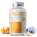 Complexe Triple Magnésium - Supplément Magnésium Glycinate, Taurate et Malate avec Omega3, Ashwagandha, GABA pour le sommeil, le cœur du cerveau et le soutien musculaire - Haute absorption et douceur, Vegan, 120 capsules