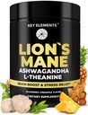 High Strength Extract Organic Lion's Mane Mushroom Gummies with Ashwagandha & L-Theanine - Potent Lion's Mane Brain Supplements for Memory & Relaxation - Mushroom Gummies for Focus