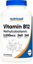 Nutricost Vitamine B12 (méthylcobalamine) 5000mcg, 240 Capsules - Bouchons végétariens, Non-OGM, Supplément sans gluten B12