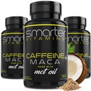 (3 Pack) Pinces plus intelligentes pour l'énergie, 200 mg de caféine et de noix de coco MCT Huile avec racine de maca, 150 softgels liquides