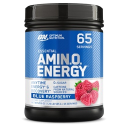 Optimum Nutrition Amino Energy - Pré-entraînement avec du thé vert, BCAA, acides aminés, Keto amical, extrait de café vert, poudre d'énergie - framboise bleue, 65 portions (paquetage mai Vary)