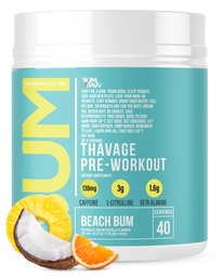 RAW Pre Workout Powder, Thavage (Beach Bum) - Chris Bumstead Sports Nutrition Supplement for Men & Women - Cbum Pre Workout for Working Out, Hydration, Mental Focus & Energy - 40 Servings