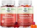 Bundle of Fiber Gummies für Erwachsene - Chicory Root Supplement mit Präbiotikum für Gut & Digestive - Sugar Free & Vegan und Vitamin D3 Gummi mit 2000IU pro Servieren Knochen Muskel- und Immununterstützung