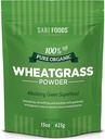 Sari Foods Poudre de graminée biologique - Blé Poudre de graminée avec de la chlorophylle, des antioxydants et des vitamines (15 once)