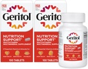 Geritol, supplément multivitamines, contient des vitamines B-Vitamines, antioxydants, vitamines C, E & D et fer, 26 vitamines et minéraux essentiels, sans gluten, sans OGM, sans édulcorants artificiels, 100 comprimés - 2ct