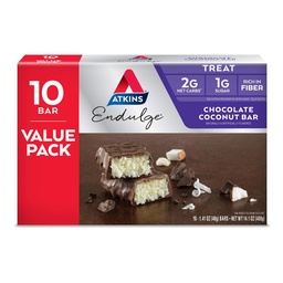 Atkins Endulge chocolat coco bar, dessert préféré, haut en fibre, 1g de sucre, 10 comte