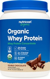 Nutricost Concentré de protéines de lactosérum biologique, aromatisé au chocolat double, (1LB) - Sans gluten, sans OGM