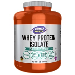 MAINTENANT Aliments Sports Nutrition, Isolation des protéines de lactosérum, 25 g Avec BCAA, Poudre non aromatisée, 5-Pound