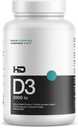HD MUSCLE HealthHD D3 | 2000iu hohe Potenz Vitamin D3 Ergänzung | Gesunde Muskelfunktion und Erholung | Immununterstützung | Calcium Absorption | 90 Kapseln