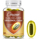 Ubiquinol CoQ10 600 MG Softgels avec Omega-3 & Shilajit & PQQ, Coenzyme de double livraison avancée-Q10, Supplément Ubiquinol actif CoQ10 pour la fertilité, antioxydant, coeur, cerveau et énergie, 60 portions
