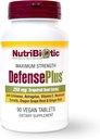 NutriBiotic – DefensePlus, 90 Tabletten - 11 in 1 Immununterstützung mit Vitamin C, Zink, Grapefruit Seed Extract, Echinacea, Astragalus Root & Immun Boosting Extracts & Pilze - Vegan & Gluten Kostenlos