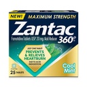 Zantac 360 Force maximale, menthe fraîche, 25 Compte, prévention et soulagement des brûlures d'estomac, comprimés de 20mg