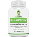 Mélange de magnésium Quad par Vitamonk - avec l'orotate de magnésium, le chélate de glycinate, le taurat de magnésium et le malate de di-magnésium - Complexe de magnésium à haute absorption pour le sommeil, le coeur et l'humeur