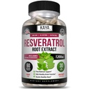 Kaya Naturals - Capsules de resvératrol - Supplément anti-vieillissement - Antioxydants avec soutien cérébral - Avantages maximaux - 60 gélules