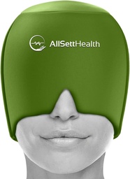 Mal de tête et chapeau de migraine Relief Cap Ice Head Wrap Mal de tête et de migraine Relief des maux de tête avec Paquet de glace tête de gel chaud/froid avec le visage et le masque de maux de tête des yeux - Vert