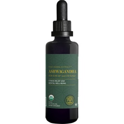 Global Healing Center - Suppléments d'Ashwagandha bio gouttes - KSM-66 Ashwagandha Extra Strength pour les hommes et les femmes, aide à promouvoir le soulagement du stress, le soutien de l'humeur, organique (2 Fl Oz)