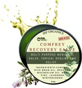 SSF Organics Comfrey Recovery Salve. Baume à base de plantes organiques pour os, muscles, articulations, genou, peau, gonflement et soins de tatouage. Fabriqué à la main, lent-infusé. Pas de produits chimiques. 2 oz