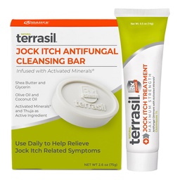 terrasil Jock Itch Crème antifongique Extra Strength + Soap antifongique 2-Product Care Kit avec Clotrimazole prouvé cliniquement pour un traitement et un soulagement efficace de Jock Itch (tube de 5oz + 75g bar)