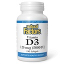 Natürliche Faktoren, Vitamin D3, 5.000 IU, unterstützt Gelenk, Knochen & Immune Gesundheit, 240 Zähler (Pack von 1)