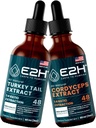 E2H: Türkei Tail & Cordyceps Extrakte - Immununterstützung, Fokus, Gedächtnis, Klarheit - Non-GMO, Vegan - 2 Fl Oz Jeder (4 Fl Oz Total) - Bundle