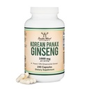 Ginseng Capsules (extrait de ginseng rouge coréen, panax Ginseng 10% Ginsénosides) (4 mois d'approvisionnement) 240 Capsules végétaliennes - 1000mg par portion pour l'humeur, la fonction cognitive et le soutien énergétique par Double Wood