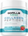 Gorilla Mind Collagen Peptides Powder - Joint & Bone Health/Great for Hair, Skin & Nails/Sleep Support/Typen I, II, III/Mix in Wasser, Saft oder Smoothie - 426g (Mixed Berry)
