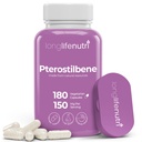 Supplément de Pterostilbène 150mg, Élevée Énergie Cellulaire, 180 Capsules Vegan, 3 mois d'approvisionnement, Extrait de Pterostilbène biologique pur, Fabriqué aux États-Unis, Non OGM, Label propre, Easy Swallow Antioxydant Support