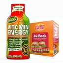 Vitamin Energy Immune+ Extra Strength Energy Shot Fruit Punch 24 Pack, 260mg Natürliche Koffein, B-Vitamine, Citicoline, Grüner Tee, Immunität & Focus Support, Zero Sugar, Gluten-Free 1.93 fl oz