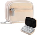 Pill Case Weekly Pill Organizer for Purse with Amovible 7 Day Pill Box Premium Neoprène Pill Container for Travel Purse Accessory, Vitamine, Supplément, Petites Pièces Arrangement-Cream Yellow
