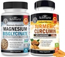 Kurkuma Curcumin mit schwarzem Pfeffer Extrakt 1500mg Komplex (1 Monat Versorgung) Plus Hohe Absorption Magnesium Bisglycinat Kapseln (1 Monat Versorgung)