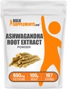 BulkSupplements.com Ashwagandha Root Extract Powder - Ashwagandha Supplement, Kräuterergänzung - Vegan & Glutenfrei, 600mg pro Servierung, 100g (3,5 oz) (Pack von 1)