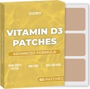 D3 Patches (Pack von 60) - 100% natürlicher D Patch für Damen und Herren - mit Calcium, Magnesium, K2 - Immun- & Körperunterstützung - Erweiterte Formel