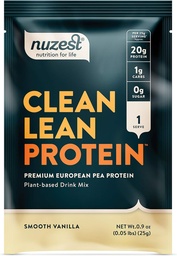 Nuzest - Poudre de protéines de pois - Protéines propres, Poudre de protéines végétales premium, Sans lait, Sans gluten, Sans OGM, Agit protéinique naturellement sucré, Vanille lisse, 1 portion, 0,9 oz