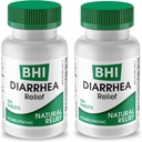 BHI Diarrhea Relief Fast-Acting Natural Remedy für Mild Diarrhea - 8 beruhigende homöopathische Wirkstoffe helfen, Stomach Ache, Gas & Cramps für Frauen & Männer - 100 Tabletten (Pack von 2)