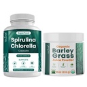 Teaveli Spirulina Chlorella Capsules et poudre de jus d'orge