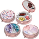 Small Pill Box,Pill Case for Purse&Pocket,3 Compartments Travel Pill Case Medication Organizer Speicher für Vitamine, Pillen, Fischöl und Ohrringe, Studs,Rose Gold-3Round