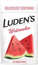 Les gouttes de gorge apaisante de Luden, pastèque, 25 ct (paquet de 1)