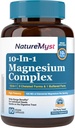 Supplément complexe de magnésium, 420mg Magnésium élémentaire, 10 formes d'absorption élevée Magnésio Glycinate, Citrate, Malate, Taurate et plus pour le sommeil, la santé nerveuse, non-OGM, 90 capsules végétaliennes