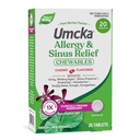 Voie de la nature Allergie+Sinus Relief Chewables, Umcka, Éternuement*, Runny Nez*, Céphalées*, Toux, Congestion, Non Phénylephrine, Non-Drowsy, Saveur de cerise, 20 Comprimés à croquer (Paquetage May Vary)